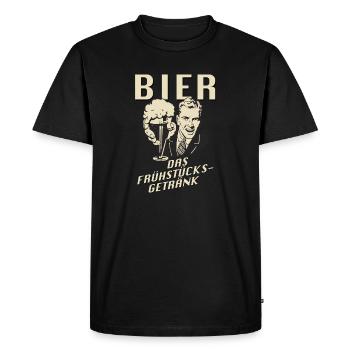 Bière, la boisson du petit-déjeuner - T-shirt Premium bio Homme - noir - Devant - Nico (187cm)