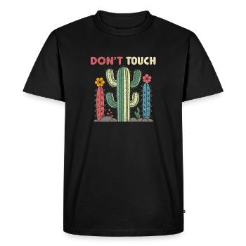 Cactus Ne Pas Toucher - T-shirt Premium bio Homme - noir - Devant - Nico (187cm)