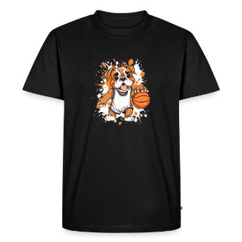 Basketball bulldog in sprint - Men's Premium Organic T-Shirt - black - Front - Nico (187cm)