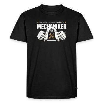 mécanicien - T-shirt Premium bio Homme - noir - Devant - Nico (187cm)