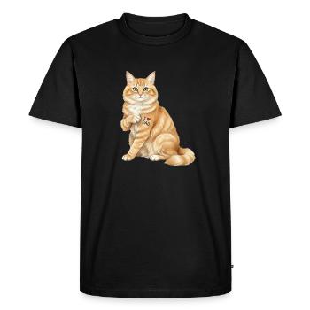 J’ai le cœur Papa Chat - T-shirt Premium bio Homme - noir - Devant - Nico (187cm)