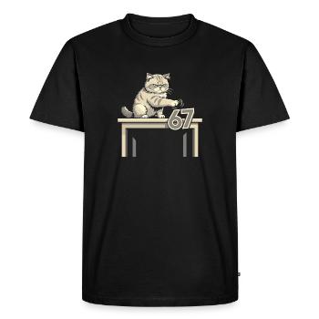 Jalon de la catégorie 67 - T-shirt Premium bio Homme - noir - Devant - Nico (187cm)