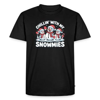 Cute Festive Snowmen Chillin With My Snowmies - Men's Premium Organic T-Shirt - black - Front - Nico (187cm)