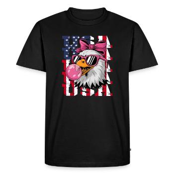 USA Eagle With Sunglasses Bubblegum Pink - Men's Premium Organic T-Shirt - black - Front - Nico (187cm)