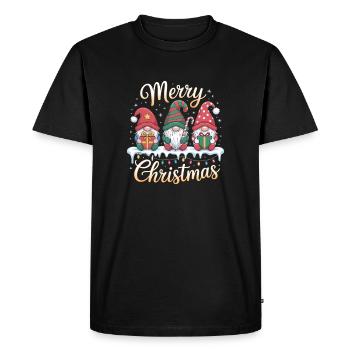 Cute Festive Garden Gnome Merry Christmas - Men's Premium Organic T-Shirt - black - Front - Nico (187cm)