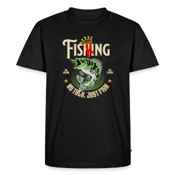 Fish King Angler Design - Men's Premium Organic T-Shirt - black - Front - Nico (187cm)