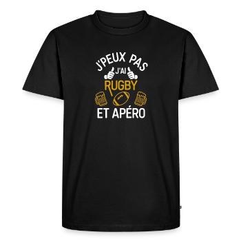 I can't I have Rugby and Aperitif - Men's Premium Organic T-Shirt - black - Front - Nico (187cm)