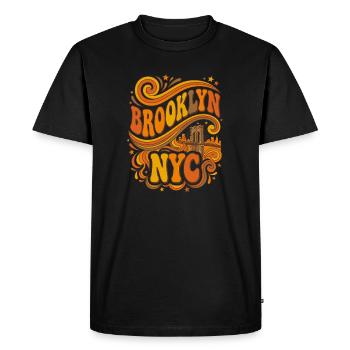 Brooklyn NYC - Orange Bridge rétro des années 70 - T-shirt Premium bio Homme - noir - Devant - Nico (187cm)
