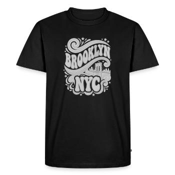 Brooklyn NYC - Gris Bridge rétro des années 70 - T-shirt Premium bio Homme - noir - Devant - Nico (187cm)