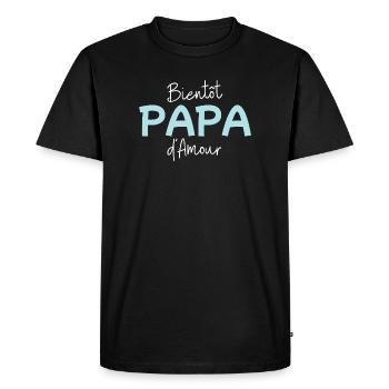 Soon Dad of Love Gift Future Father - Men's Premium Organic T-Shirt - black - Front - Nico (187cm)