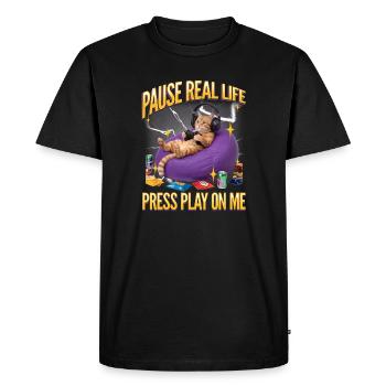 Chat gamer drôle - T-shirt Premium bio Homme - noir - Devant - Nico (187cm)
