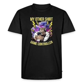 Chat gamer drôle - T-shirt Premium bio Homme - noir - Devant - Nico (187cm)