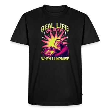 Chat gamer drôle - T-shirt Premium bio Homme - noir - Devant - Nico (187cm)