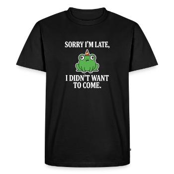 Sorry I’m Late Frog Didn’t Want To Come Funny - Men's Premium Organic T-Shirt - black - Front - Nico (187cm)