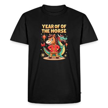 Nouvel An chinois du cheval 2026 - T-shirt Premium bio Homme - noir - Devant - Nico (187cm)