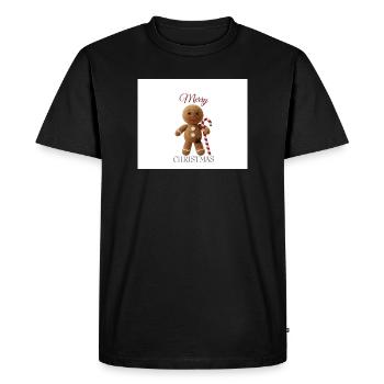 Gingerbread man with candy cane - Men's Premium Organic T-Shirt - black - Front - Nico (187cm)