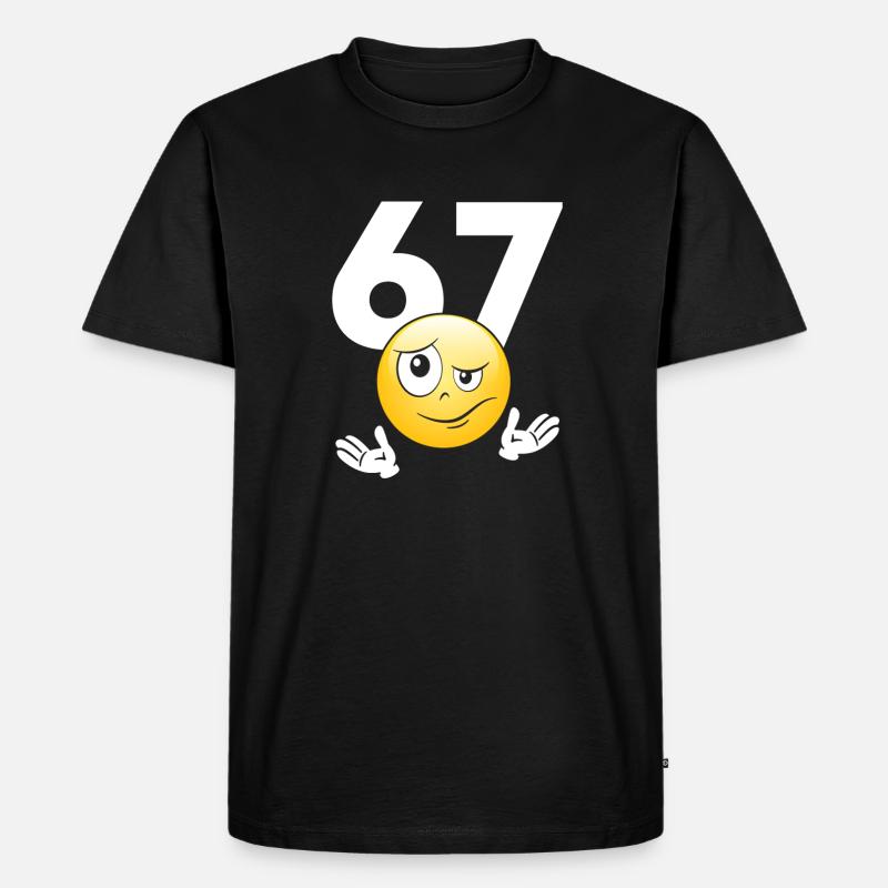 Numer 67 z emotikonem - Männer Premium Bio T-Shirt - Schwarz