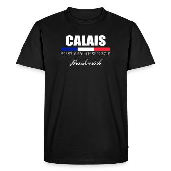 Calais - T-shirt Premium bio Homme - noir - Devant - Nico (187cm)