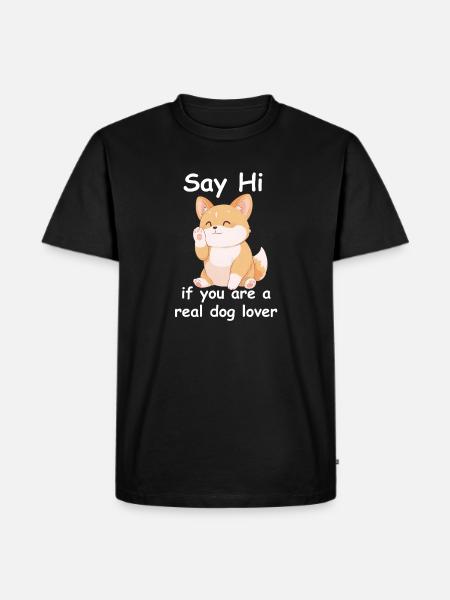 Say Hi Dog Lover Tee Funny Quote - Herre Premium økologisk T-shirt - sort