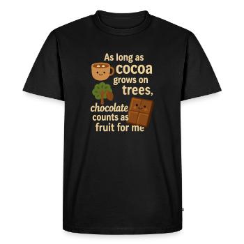 Chocolate counts as fruit – funny cocoa saying - Men's Premium Organic T-Shirt - black - Front - Nico (187cm)