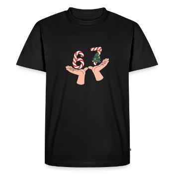 67 Motif drôle de mains de Noël - T-shirt Premium bio Homme - noir - Devant - Nico (187cm)