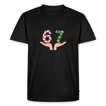 Sapin canne d’orge de Noël numéro 67 - T-shirt Premium bio Homme - noir - Devant - Nico (187cm)