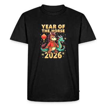 Nouvel An chinois du cheval 2026 - T-shirt Premium bio Homme - noir - Devant - Nico (187cm)