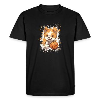 Petit Chasseur de Balles Corgi - T-shirt Premium bio Homme - noir - Devant - Nico (187cm)