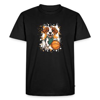 Basketball dog in the jump - Men's Premium Organic T-Shirt - black - Front - Nico (187cm)
