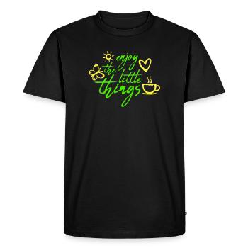Enjoy The Little Things Gratitude Mindfulness - Men's Premium Organic T-Shirt - black - Front - Nico (187cm)