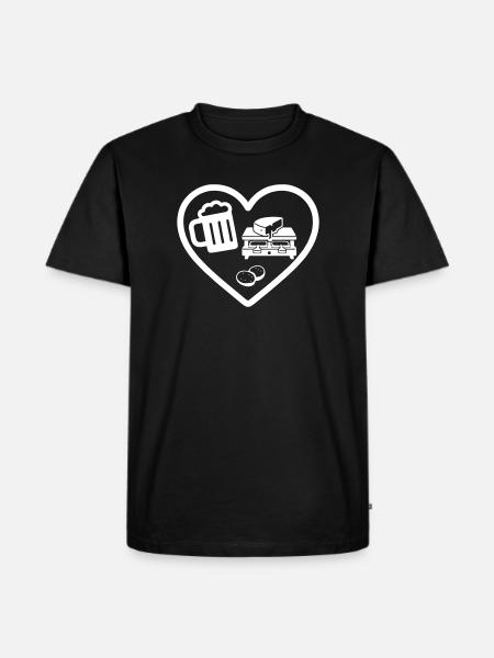 Heart Beer Raclette Humor - Men's Premium Organic T-Shirt - black