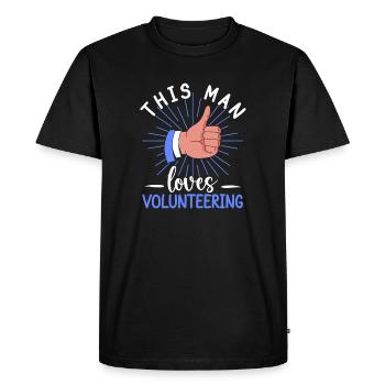 Appréciation du bénévolat Cet homme adore le bénévolat - T-shirt Premium bio Homme - noir - Devant - Nico (187cm)