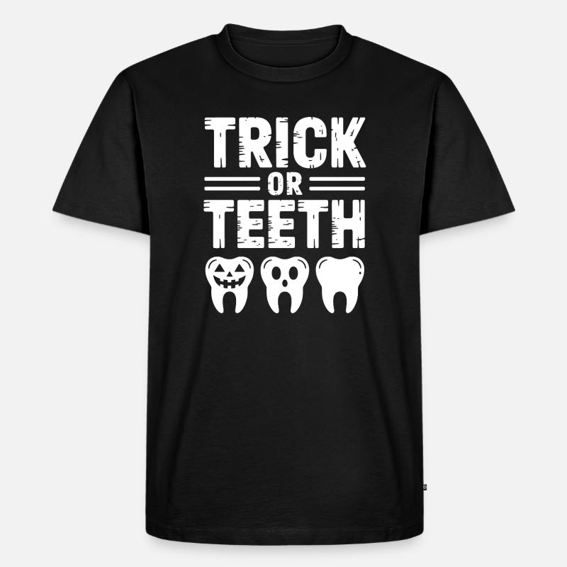 Trick oder Teeth Halloween-T-Shirt - Männer Premium Bio T-Shirt - Schwarz