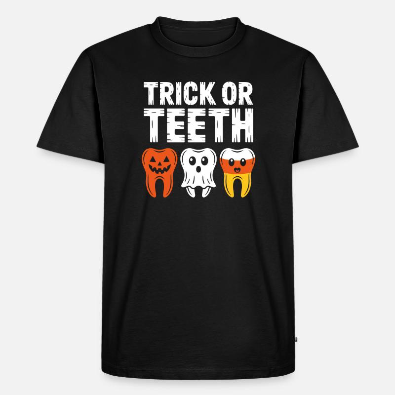 Trick oder Teeth Halloween-Trio - Männer Premium Bio T-Shirt - Schwarz