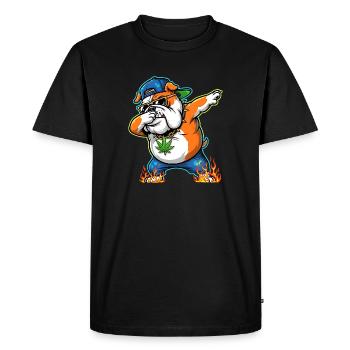 Dab Bulldog Street Art Design du cannabis - T-shirt Premium bio Homme - noir - Devant - Nico (187cm)