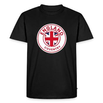 Coventry Shield with Union Jack - Men's Premium Organic T-Shirt - black - Front - Nico (187cm)