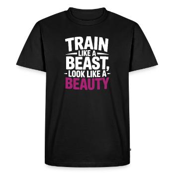 Train like a beast, look like a beauty - Men's Premium Organic T-Shirt - black - Front - Nico (187cm)