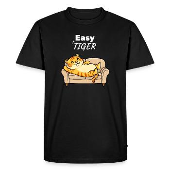 Facile Tigre Détendu sur un canapé Dessin animé mignon - T-shirt Premium bio Homme - noir - Devant - Nico (187cm)