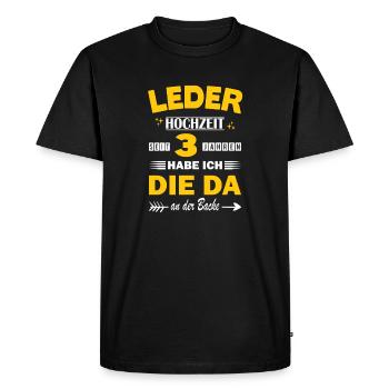 Mon mari pour le 3e anniversaire de mariage dit 3 ans de mariage - T-shirt Premium bio Homme - noir - Devant - Nico (187cm)