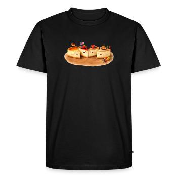 Des morceaux de gâteau au fromage avec des fruits - T-shirt Premium bio Homme - noir - Devant - Nico (187cm)