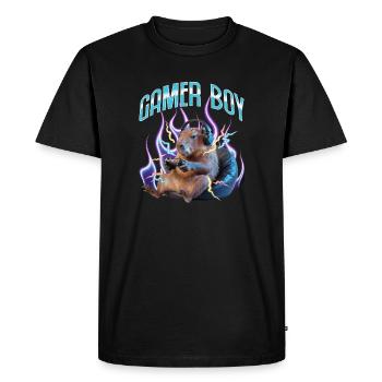 Joueur Drôle de Capybara - T-shirt Premium bio Homme - noir - Devant - Nico (187cm)