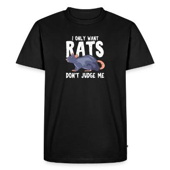 Illustration mignonne d’un rat bleu avec un rongeur de compagnie - T-shirt Premium bio Homme - noir - Devant - Nico (187cm)