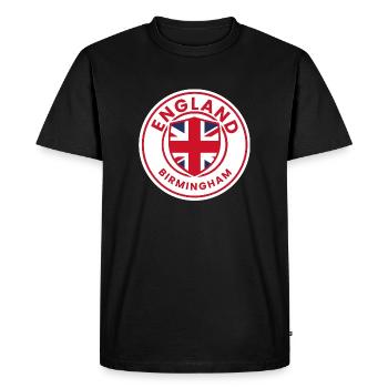 British badge in red, white, blue - Men's Premium Organic T-Shirt - black - Front - Nico (187cm)