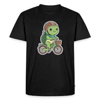 Tortue verte à vélo - T-shirt Premium bio Homme - noir - Devant - Nico (187cm)