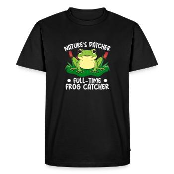 Frog Catcher Nature ́s Patcher Full-Time Catcher - Men's Premium Organic T-Shirt - black - Front - Nico (187cm)