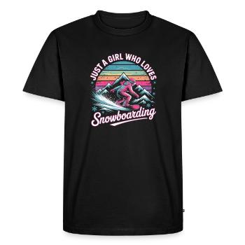 Snowboard rétro : La fille adore les pistes - T-shirt Premium bio Homme - noir - Devant - Nico (187cm)