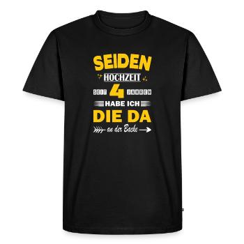 4e anniversaire de mariage en disant 4 ans de mariage Mariage en soie - T-shirt Premium bio Homme - noir - Devant - Nico (187cm)