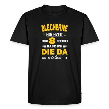 Mariage en Étain 8 anniversaire de mariage mari - T-shirt Premium bio Homme - noir - Devant - Nico (187cm)