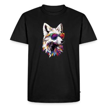 Polarfuchs Schneefuchs Eisfuchs Süßer Weißer Fuchs - Men's Premium Organic T-Shirt - black - Front - Nico (187cm)