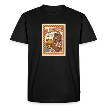 Burgers World Famous Open 24 Hrs Bears Diner - Men's Premium Organic T-Shirt - black - Front - Nico (187cm)
